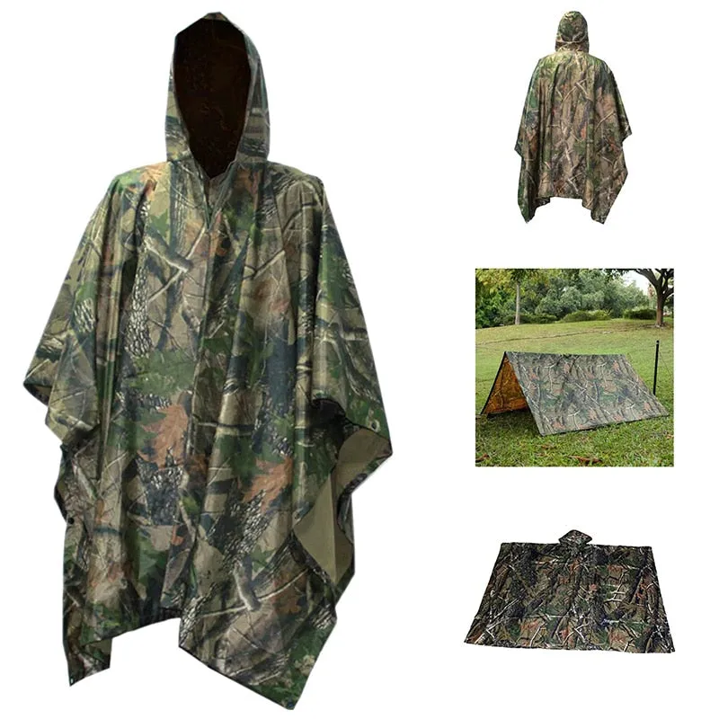 3 in 1 Raincoat Backpack Rain Cover Rain Coat Hood Hiking Cycling