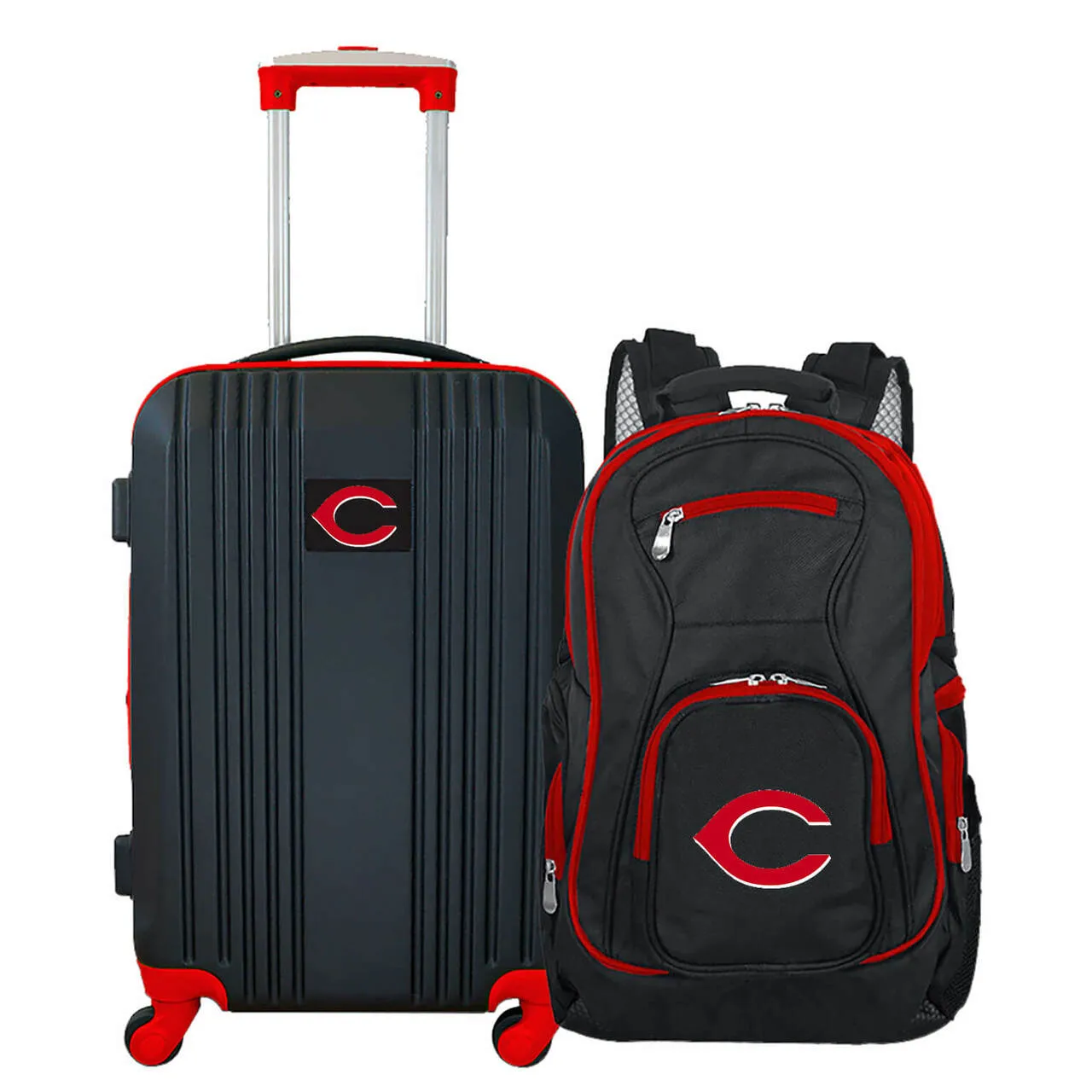 Cincinnati Reds 2 Piece Premium Colored Trim Backpack and Luggage Set