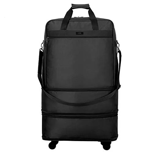 Hanke Expandable Foldable Suitcase Luggage Rolling Travel Bag Duffel Tote Bag for Men Women Lightweight Carry-on Suitcase Large Capacity Luggage with Universal Wheel(Black)
