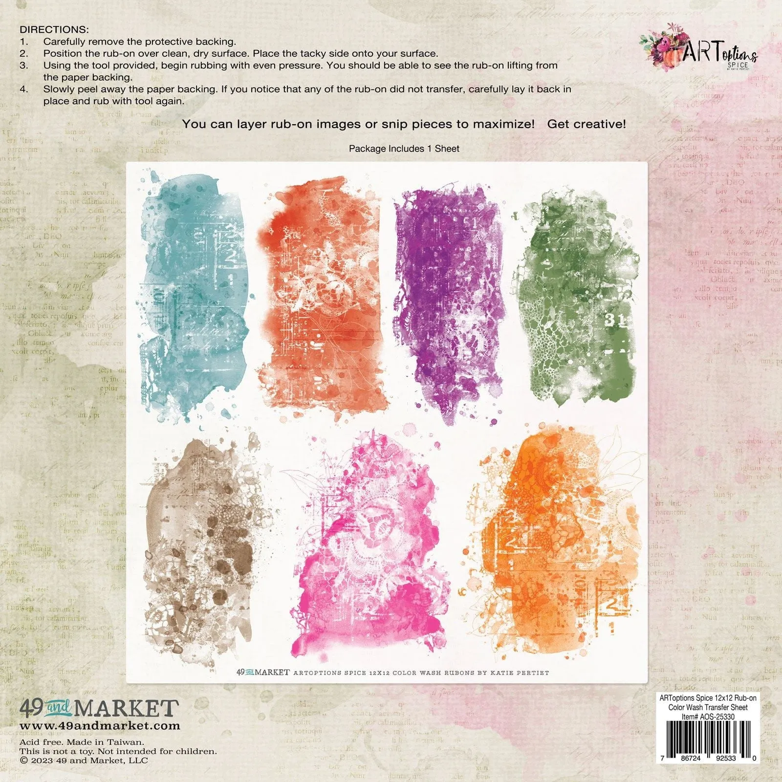Rub-On Transfers from 49 and Market, Color Wash