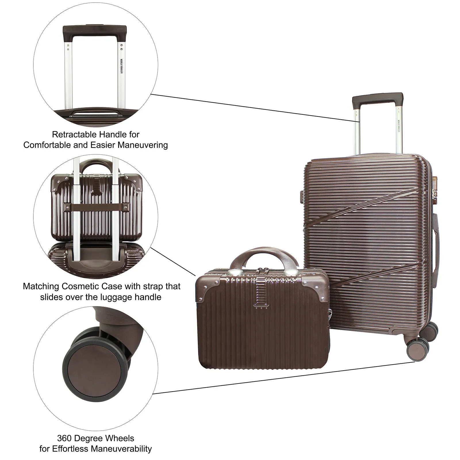 World Traveler Highways 2-Piece Hardside Carry-On Spinner Luggage Set